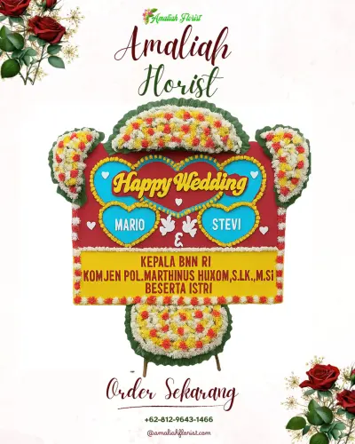 Karangan Papan Bunga Pernikahan di Ambokulon